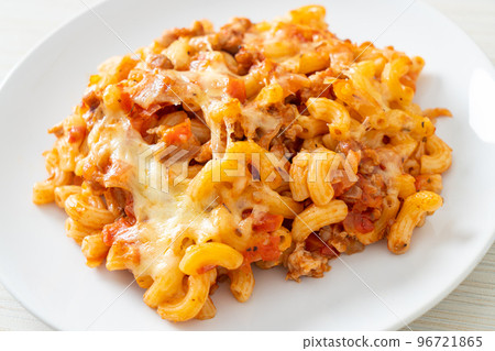 homemade macaroni bolognese with cheese homemade macaroni bolognese with cheese 96721865