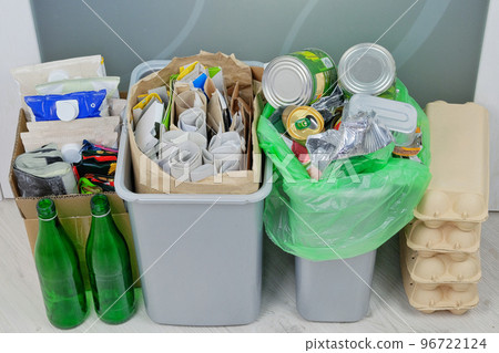 Recyclable garbage. Waste to be recycled. Trash for recycle and reduce ecology environment. Recyclable garbage. Waste to be recycled. Trash for recycle and reduce ecology environment. 96722124
