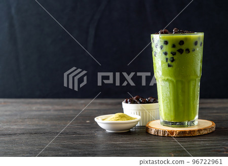 green tea latte with bubble green tea latte with bubble 96722961