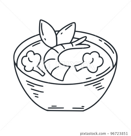 Miso soup doodle isolated illustration 96723851