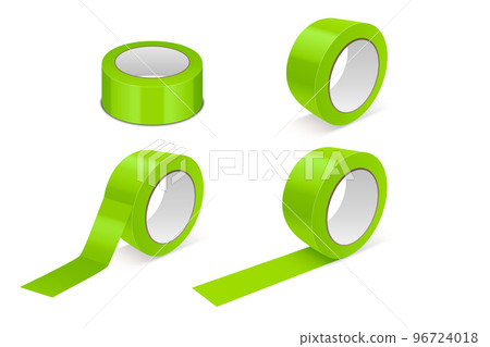 Vector 3d Realistic Glossy Green Tape Roll Icon Set, Mock-up Closeup Isolated on White Background. Design Template of Packaging Sticky Tape Roll or Adhesive Tape for Mockup. Front View Vector 3d Realistic Glossy Green Tape Roll Icon Set, Mock-up Closeup Isolated on White Background. Design Template of Packaging Sticky Tape Roll or Adhesive Tape for Mockup. Front View 96724018