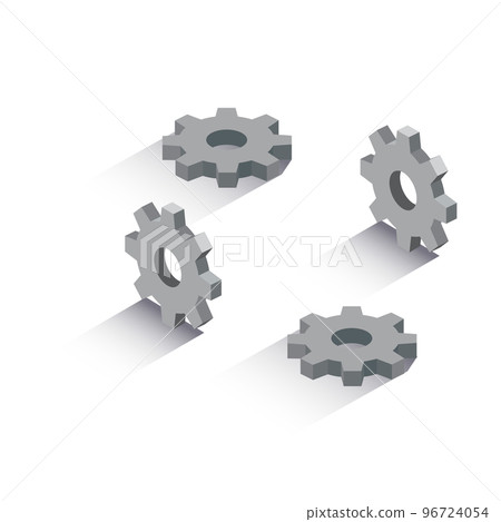 Isometric_Three-dimensional gear illustration 96724054