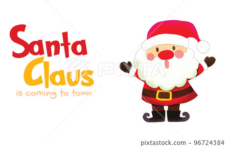Santa Clauses in various positions , illustration of Santa Claus with a present, Letters can be removed or replaced. 96724384
