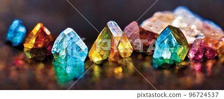 Natural minerals, multicolor of crystal, treasure exhibition, background or wallpaper 96724537