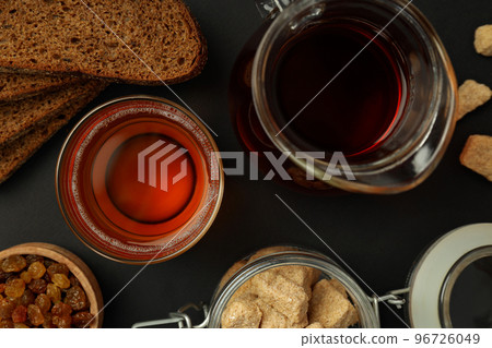 Concept of fresh drink, kvass, top view Concept of fresh drink, kvass, top view 96726049