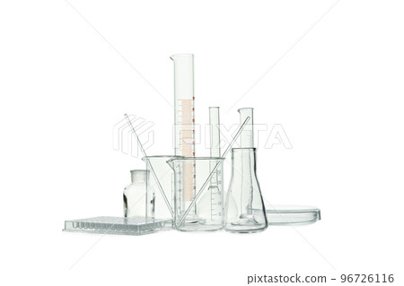 Different laboratory accessories isolated on white background 96726116