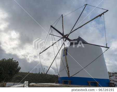 Traditional blue white portuguese windmill in Odeceixe, Costa Vicentina, Portugal. 96726191
