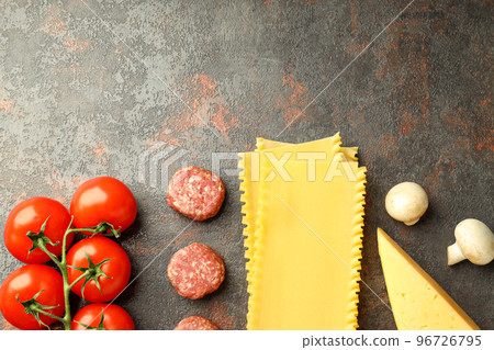 Concept of tasty cooking, cooking lasagna, space for text 96726795