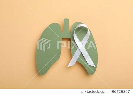 Lung Cancer Awareness Month concept on beige background Lung Cancer Awareness Month concept on beige background 96726867