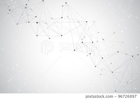 Geometric graphic background molecule and communication. Big data complex with compounds. Lines plexus, minimal array. Digital data visualization. Scientific cybernetic illustration. 96726897