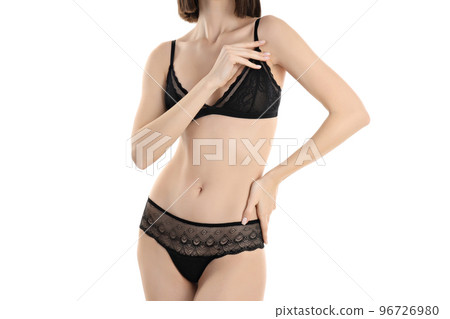 Concept of beauty with slim young woman isolated on white background 96726980