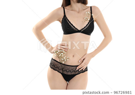 Concept of beauty with slim young woman isolated on white background 96726981