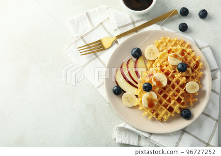 Concept of tasty food with wafers, space for text 96727252