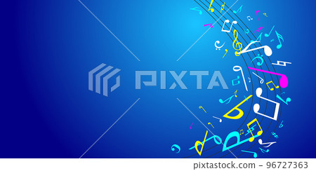 Colorful melody music, musical note blue background illustration vector material Colorful melody music, musical note blue background illustration vector material 96727363