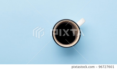 Espresso coffee on blue background Espresso coffee on blue background 96727601