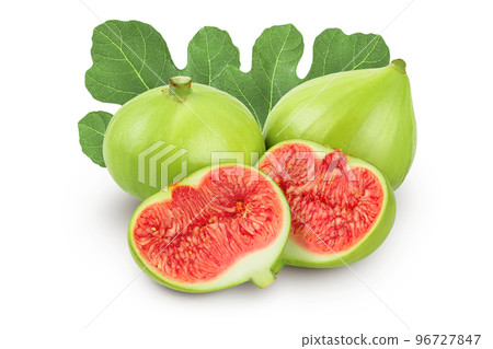 Ripe green fig fruit isolated on white background with full depth of field 96727847