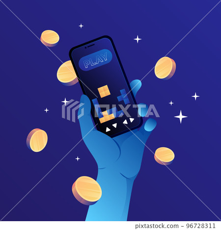 Crypto Game in your smartphone. P2E Crypto Games Illustration 96728311