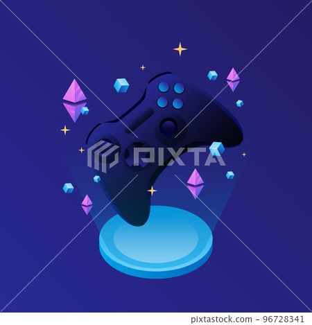 Joystick, game controller digital asset. P2E Crypto Games Illustration. Crypto games championship 96728341