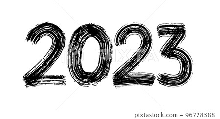 2023 numeral hand lettering. Dry brush texture effect. Happy New Year. Merry Christmas. Graduation. Vector Illustration 96728388