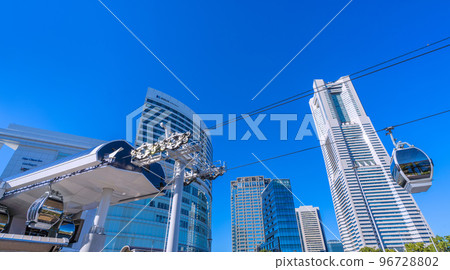 Yokohama Cityscape in Japan Futuristic "Aerial Transportation" "YOKOHAMA AIR CABIN" that shines in the clear autumn weather Yokohama Cityscape in Japan Futuristic "Aerial Transportation" "YOKOHAMA AIR CABIN" that shines in the clear autumn weather 96728802