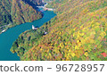 宇奈月水壩無人機航拍的秋葉 96728957