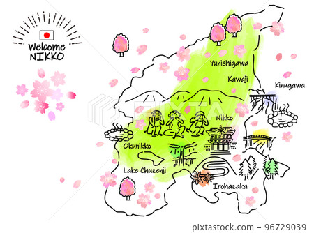 春季日光旅遊景點簡筆劃插圖圖（綠色） 96729039