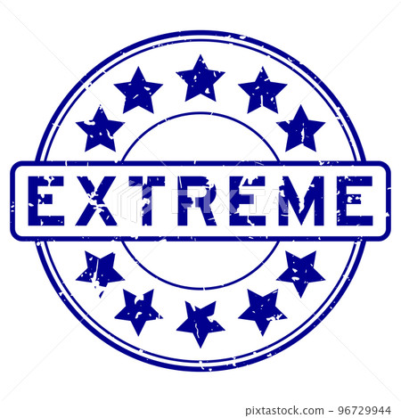 Grunge blue extreme word with star icon round rubber seal stamp on white background Grunge blue extreme word with star icon round rubber seal stamp on white background 96729944