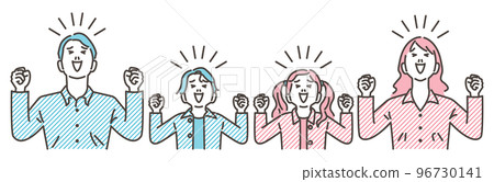 Vector illustration material of a family who is happy with a smile and a guts pose 96730141