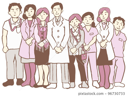 Psychiatric team medical care doctor, nurse, mental health social worker, occupational therapist, pharmacist, clinical psychologist, medical affairs department simple 96730733