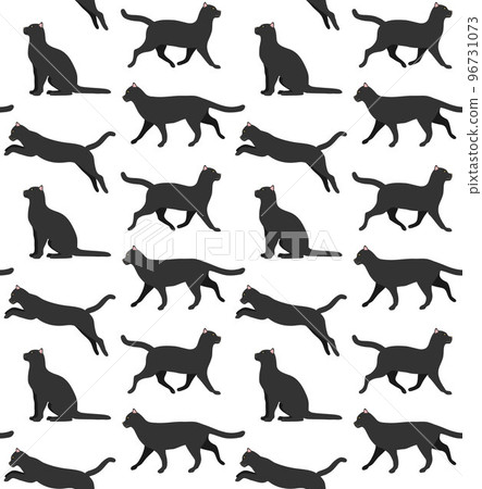 Vector seamless pattern of cats silhouette 96731073