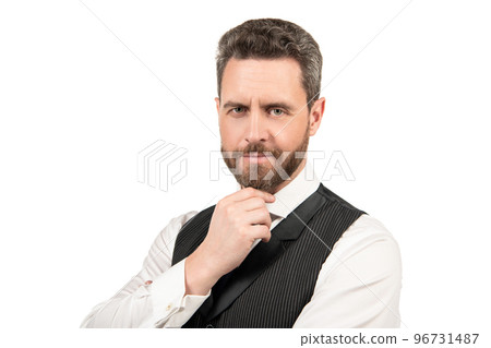 smiling elegant man with beard isolated on white background, business casual smiling elegant man with beard isolated on white background, business casual 96731487