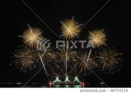 Real Fireworks display celebration, Colorful New Year Firework Real Fireworks display celebration, Colorful New Year Firework 96731519