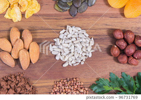 Healthy food containing magnesium, fiber and other vitamins or minerals Healthy food containing magnesium, fiber and other vitamins or minerals 96731769