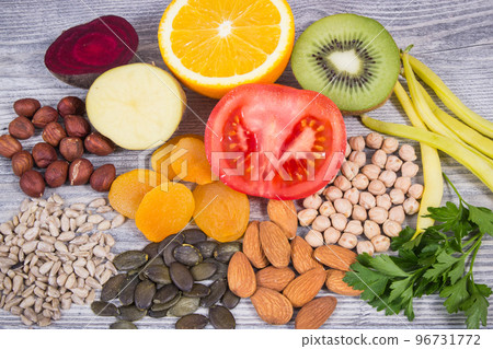 Healthy eating containing natural potassium, vitamin K, minerals and fiber Healthy eating containing natural potassium, vitamin K, minerals and fiber 96731772