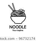 Asian Noodle and ramen logo design template. Chinese noodles in a bowl. Vector stock illustration. 96732174