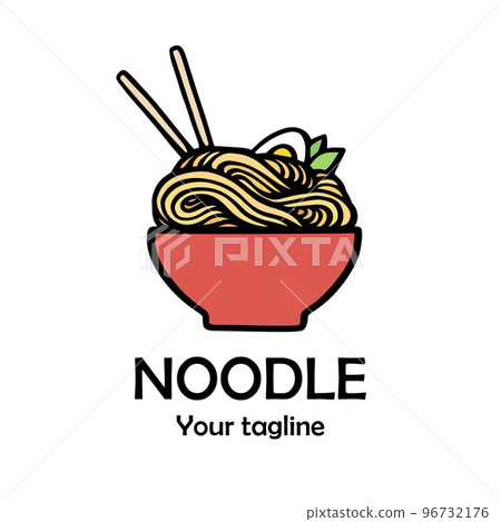 Asian Noodle and ramen logo design template. Chinese noodles in a bowl. Vector stock illustration. 96732176