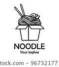 Asian Noodle and ramen logo. Chinese noodles in a box. Vector stock illustration. 96732177