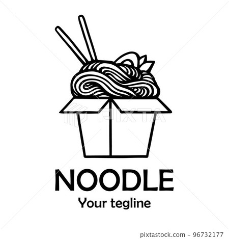 Asian Noodle and ramen logo. Chinese noodles in a box. Vector stock illustration. Asian Noodle and ramen logo. Chinese noodles in a box. Vector stock illustration. 96732177