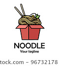 Asian Noodle and ramen logo. Chinese noodles in a box. Vector stock illustration. 96732178