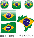 Brazil flag buttons - vector 96732297