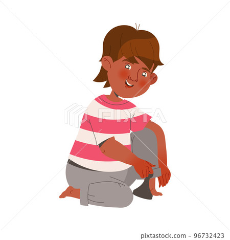 Happy Little Boy with Piece Playing Board Game Having Fun on Weekend Vector Illustration Happy Little Boy with Piece Playing Board Game Having Fun on Weekend Vector Illustration 96732423