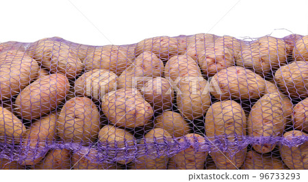 two bags of potatoes, objects isolated on a white background two bags of potatoes, objects isolated on a white background 96733293
