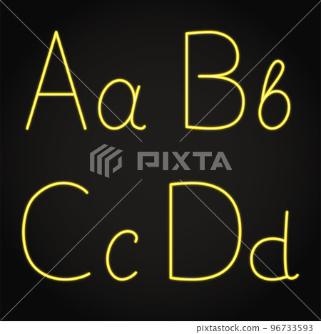 Bright neon letters on dark backgound Bright neon letters on dark backgound 96733593