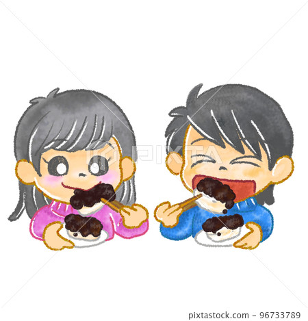 孩子們吃 Ankoromochi 96733789