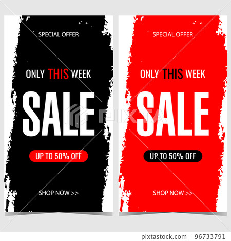 Vector banner for sale and discount season. Poster, booklet or flyer suitable for sales promotion, special offer advertisement or price reduction announcement for holiday shopping season. 96733791