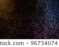 Dust particles floating on a colorful rainbow light on black background. Glittering sparkling flickering overlay. 96734074