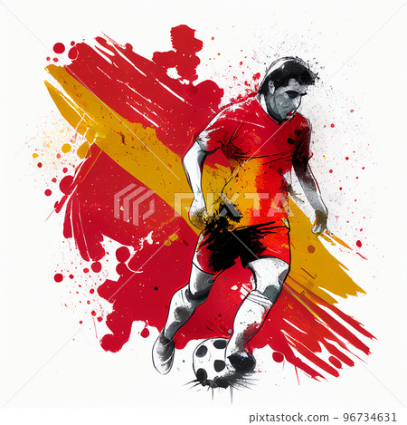 Spain national football player. Spain soccer team. Spanish soccer poster. Abstract Spanish football background 96734631