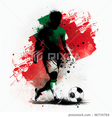 Portugal national football player. Portugal soccer team. Portuguese soccer poster. Abstract Portuguese football background 96734768