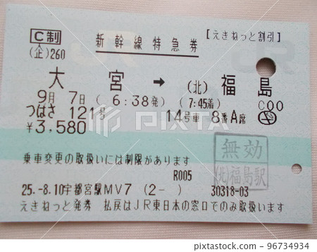 Yamagata Shinkansen Ride/Limited Express Ticket Ekinet Utsunomiya MV7 96734934