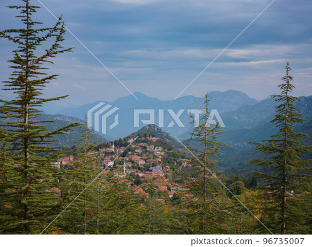 Aerial photo of town of Ormana Ibradi Antalya Turkey 96735007